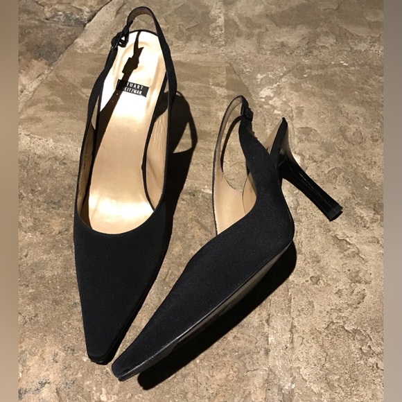 Stuart Weitzman 12 Marvel Black Crepe Slings - Picture 4 of 4